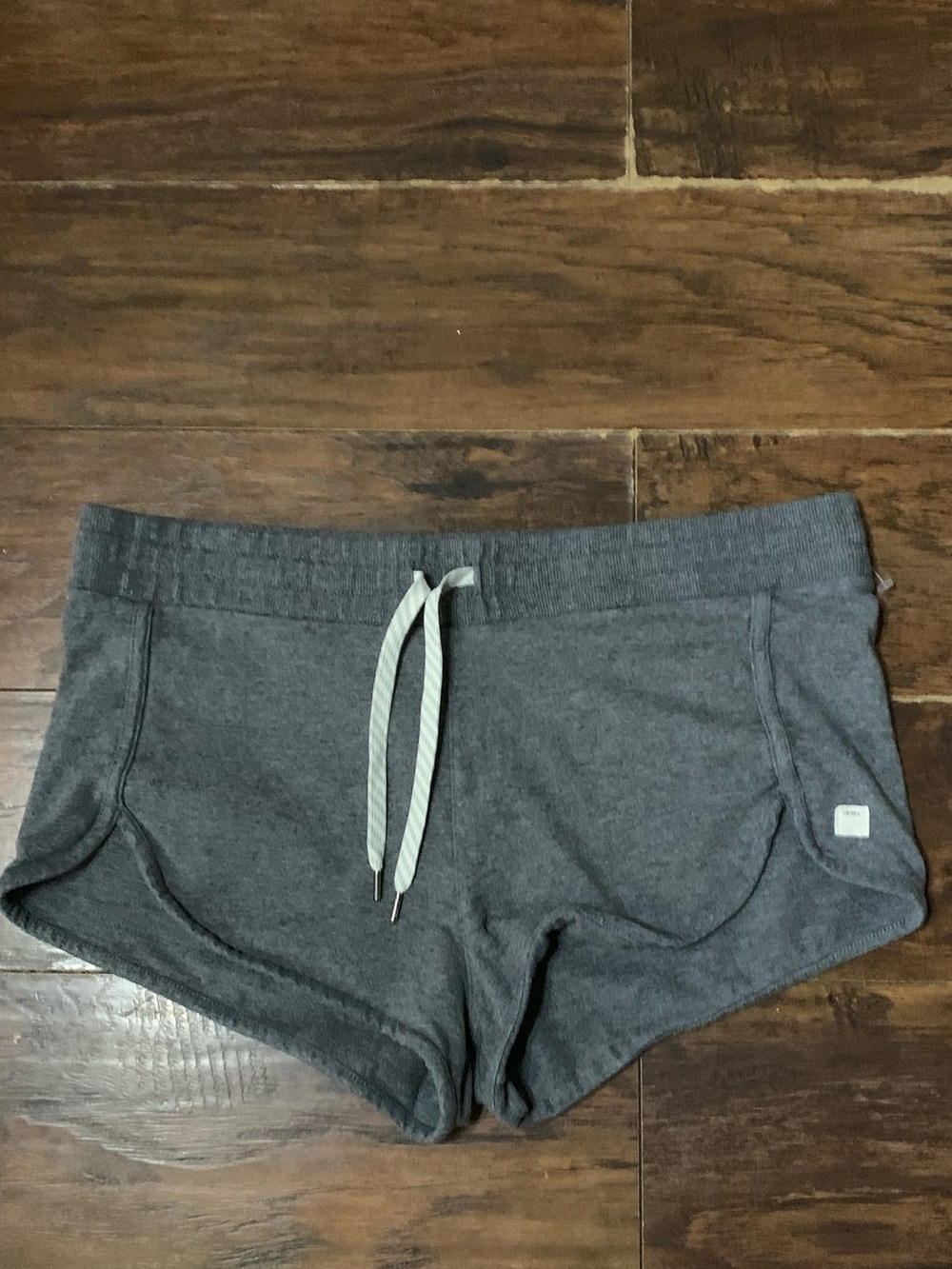 Vuori Heather Gray Women's Athletic Lounge Shorts with Drawstring